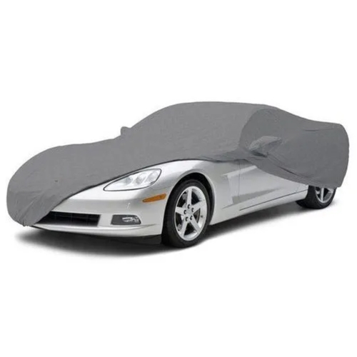 Tee's Auto Shop Heavy Duty 2-Layer Waterproof Car Cover - Large, Grey (Fits Sedans, Coupes, SUVs)