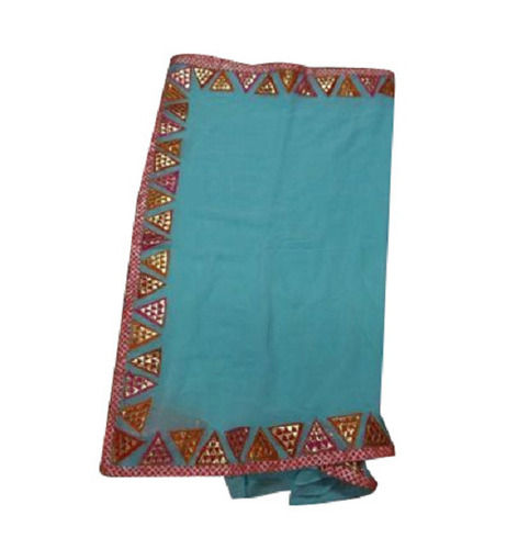 Women Plain Sky Blue Designer Cotton Silk Saree With Printed Border