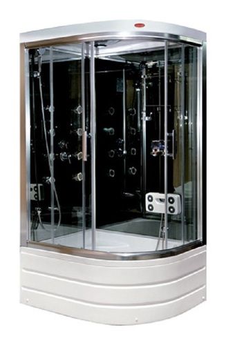 5x3x7 Foot Glossy Finish Stainless Steel And Glass Shower Cabin