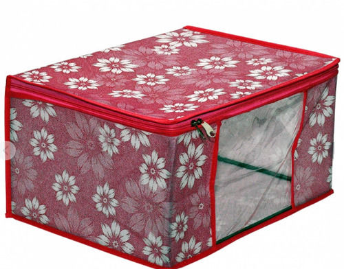 Cotton Floral Printed Zipper Closure Cover Bag For Saree Packaging