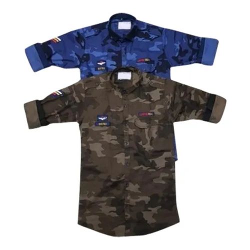 Full Sleeve Army Printed Shirt Collar Style: Classic