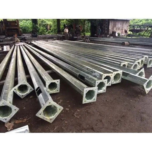 Galvanized Steel Outdoor Octagonal Pole With 10.5 Meter Length And 2-3 mm Thickness