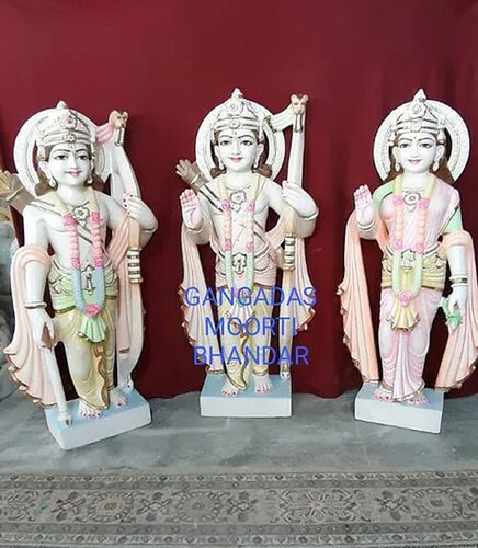 Hindu Religious Ram Darbar Statue For Worship With Marble Stone