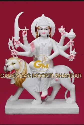 Marble Durga Mata Statue For Temple With 30 Inch Size And Honed Finish ...