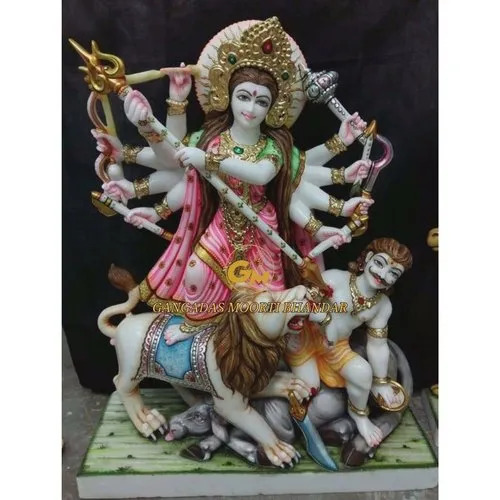 Marble Durga meikasuri Mata statue For Temple With 1 Feet Size And Washable