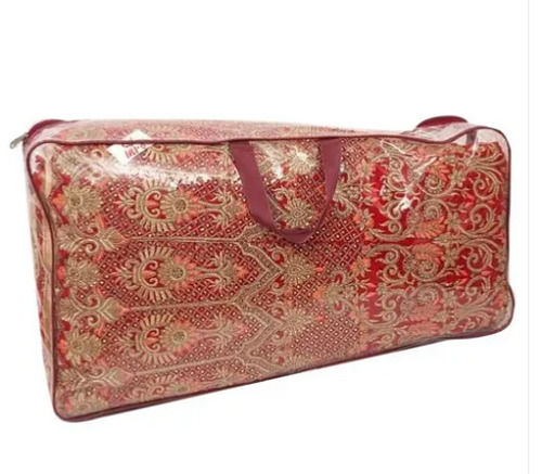 Rectangular Shape And Single String Embossing Lehenga Packaging Pvc Zipper Bag