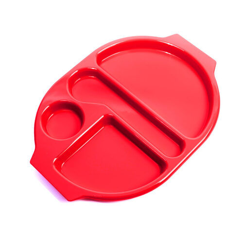 6 Mm Oval Shape Red Plastic Meal Tray, 25 X 18 Cm