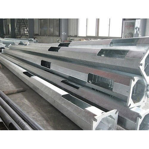 Galvanized Iron Octagonal Pole For Highway Lighting With 8 Meter Length And 16 mm Plate Thickness