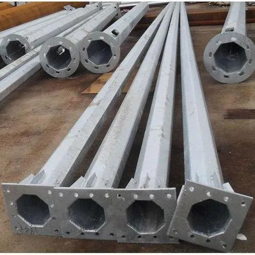 Mild Steel Galvanized Octagonal Pole With 12 Meter Length And Single Aram