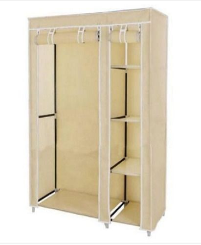 White 1 Kg Weight Non Woven Modern Canvas Folding Wardrobe With Racked Design 