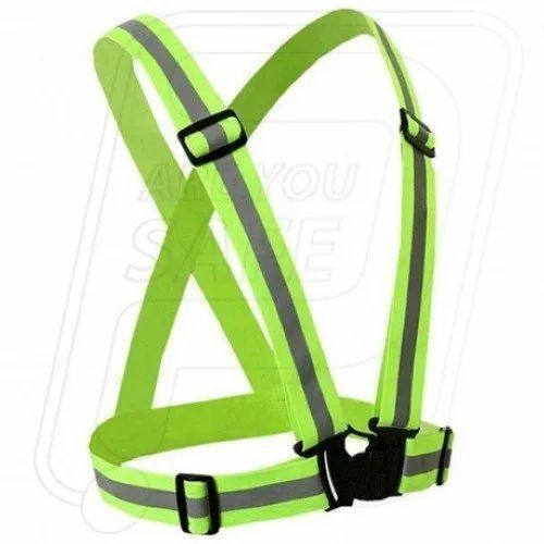 Adjustable High Night Visibility Reflective, Stretchable Elastic Safety Cross Belt (Green)