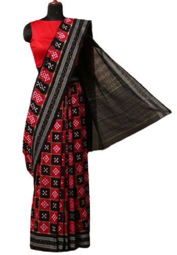 Designer Printed Ethnic Wear Cotton Sambalpuri Saree With Blouse Piece 