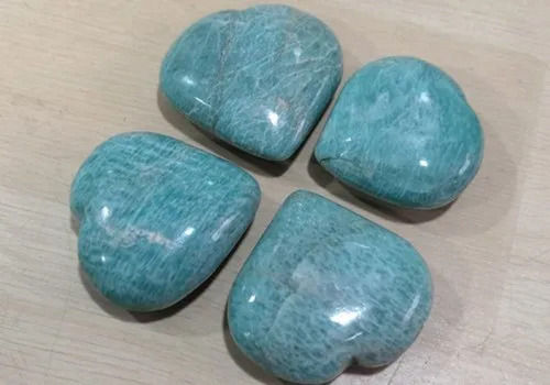 Grey Natural Grade A Smooth Surface Glossy Finish Amazonite Heart Cut Stone 