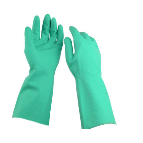 Nutrichem Industrial Chemical Resistant Green Nitrile Safety Hand Gloves