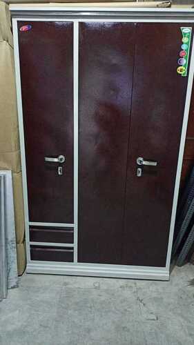 Three Door Designer Iron Almirah - Color: Brown