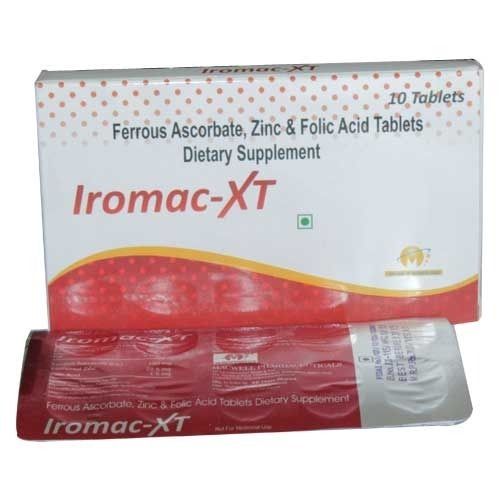  Iromac XT फेरस एस्कॉर्बेट, जिंक और फोलिक एसिड टैबलेट 