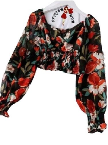 Multiple  Long Sleeves Classic Trendy Georgette Designer Printed Tunic Tops