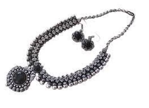 Antique Silver Oxidized Jewelry - Polished Finish, Oxidized Silver White Color, Ideal for All Occasions, Women's Gift & Party Accessory
