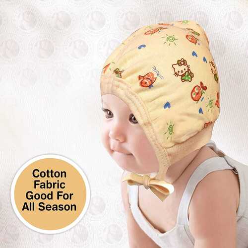 Skin Friendly Cartoon Printed Baby Cap With Cotton Fabrics
