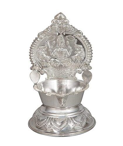 160-170 Grams Silver Lakshmi Vilakku For Worship