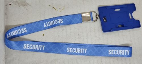 Custom Printed Silk Lanyard With Black Id Card Holder For Security Staff