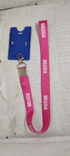 Custom Printed Visitor Printed Soft Silk Fabric Lanyard With Card Holder