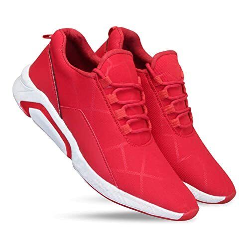 Mens Casual Wear Red And White Lace Up Sports Shoes Application: Industrial