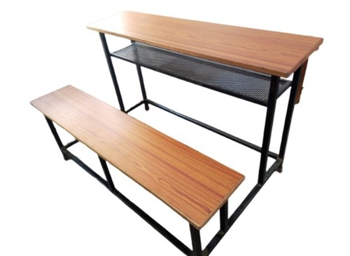 स्कूल कारपेंटर असेंबली के लिए पेंट कोटेड आयरन एंड वुड थ्री सीटर बेंच