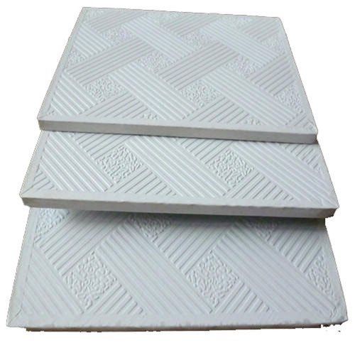 Cream Plain Smooth Polished Matte Finish Square Edge Gypsum Ceiling Tile 