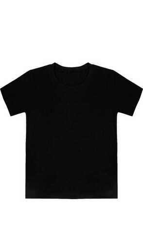 Mens Round Neck Half Sleeve Black Plain Cotton T Shirt