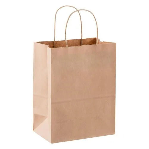 100% Recycled 12x6x5 Inch Plain Brown Paper Bags for Shopping Use