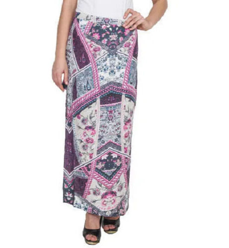 Indian Casual Wear Straight Printed Cotton Ladies Long Skirts With Elastic Waist