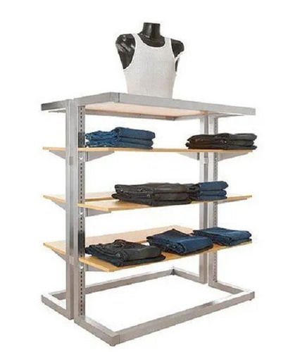 Double-Sided Shelves Floor Standing Garment Display Gondola Unit For Supermarkets Capacity: 150 Kg/Hr