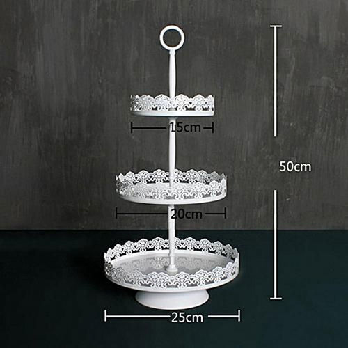 Metal White Color Round Attractive Design Three Tire Cake Stand