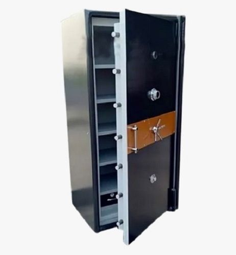 Black Ruggedly Constructed Rectangular Fire Proof Mild Steel Single Door Bank Locker