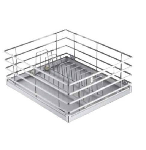 Silver Seamless Glossy Finish Stainless Steel Modular Plain Basket