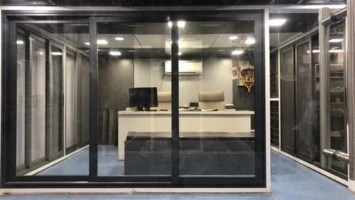 Grey Stylish Modern Smooth Aluminum Sliding Window For Offices\ Restaurants 