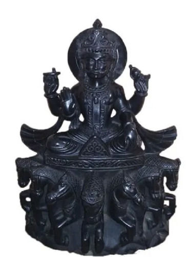 Black 12 Inch Handmade Religious Smooth Surface Marble Statue Shanidev 