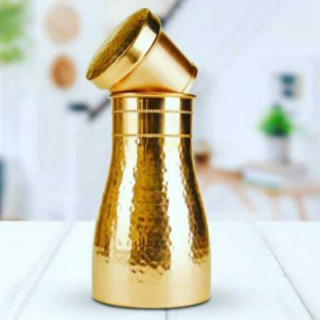 950 Milliliter Capacity Copper Water Bottle with Narrow Flip Top - Metal, 10x10 Inch, Oval Shape | Water Leak Proof, Low Prices, Easy to Carry, Quality Tested