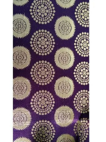 Purple And Golden Casual Wear Lightweight Anti Wrinkle Printed Brocade Unstitched Fabrics