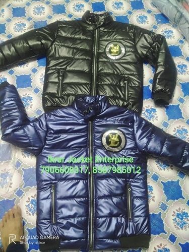 Casual Wear Mens Blue And Black Zip Closure Waterproof Jacket