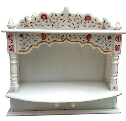 Designer Polished Smooth Surface White Marble Temple For Home