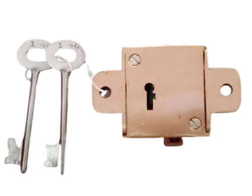 Golden Rectangular High-Security Level Brass Almirah Door Lock With 2 Keys