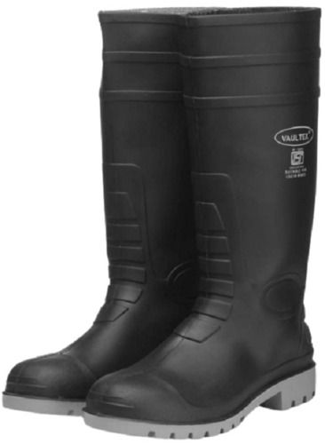 Black Gumboots With 14 Inch Height And Steel Toes at Best Price in