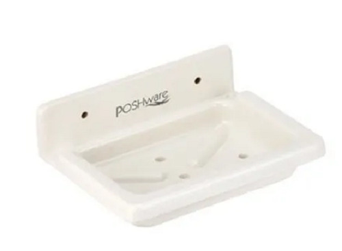 White 38.1 X 48.26 X 12.7Cm Rectangular Hdpe Modern Wall Mounted Soap Dish