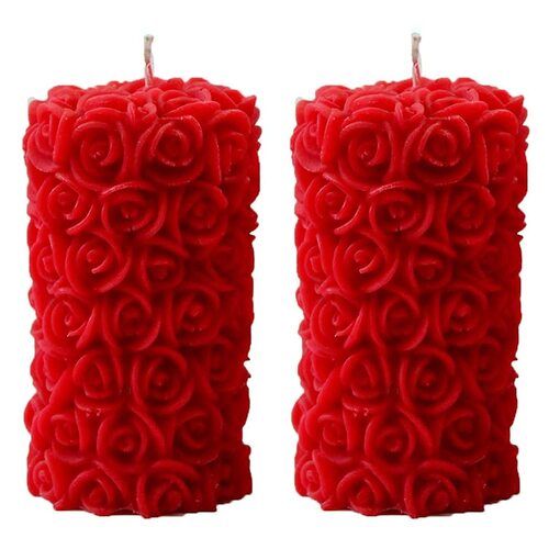 6 To 18 Inches Eco Friendly Rose Design Round Shape Red Birthday Candles