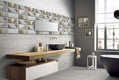 5-10 Mm and 10x15 Inch Glossy Digital Printing Bathroom Wall Tiles