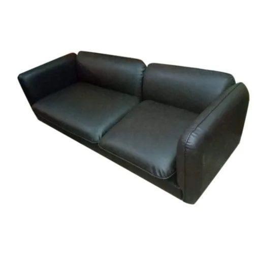 5x2 Feet Plain Non-Foldable Wooden And Leather Two Seater Sofa