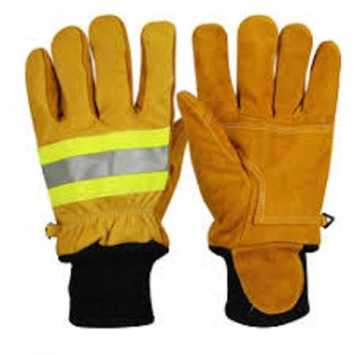 Full Finger Leather Material Brown Fire Fighting Gloves