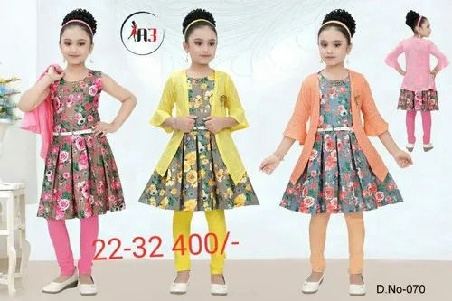 Party Wear Girls Frock And Legging With Jacket Dress